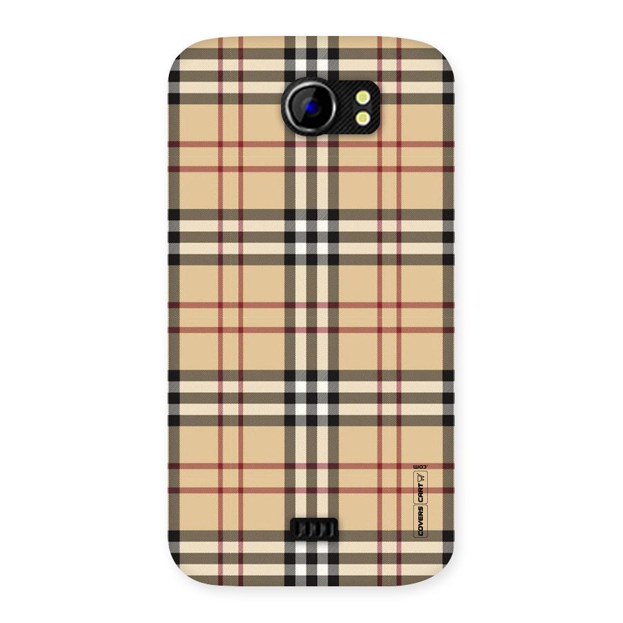 Beige Check Back Case for Micromax Canvas 2 A110