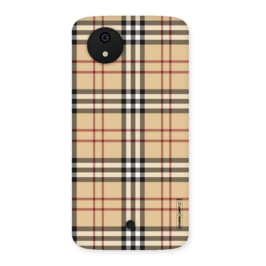 Beige Check Back Case for Micromax Canvas A1