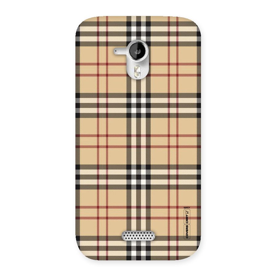 Beige Check Back Case for Micromax Canvas HD A116
