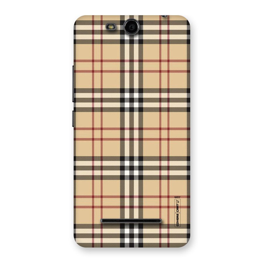 Beige Check Back Case for Micromax Canvas Juice 3 Q392