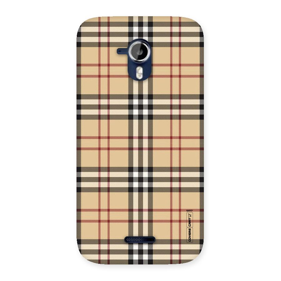 Beige Check Back Case for Micromax Canvas Magnus A117