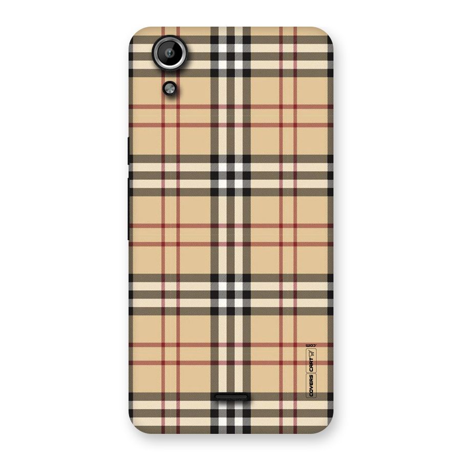Beige Check Back Case for Micromax Canvas Selfie Lens Q345