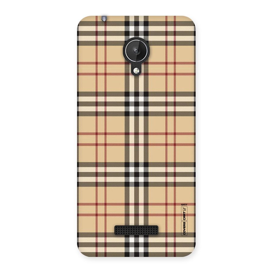 Beige Check Back Case for Micromax Canvas Spark Q380