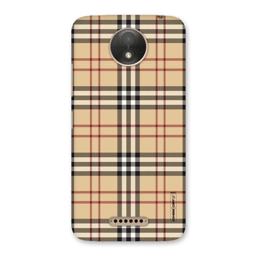 Beige Check Back Case for Moto C Plus