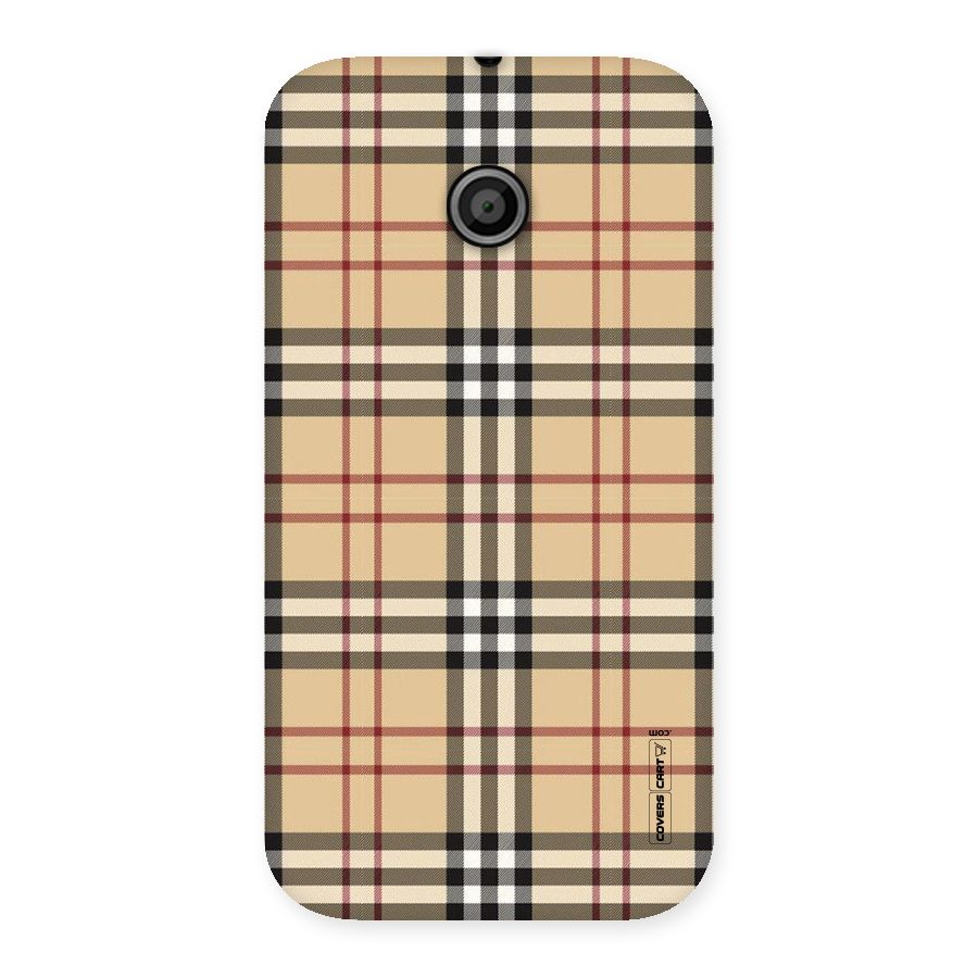 Beige Check Back Case for Moto E
