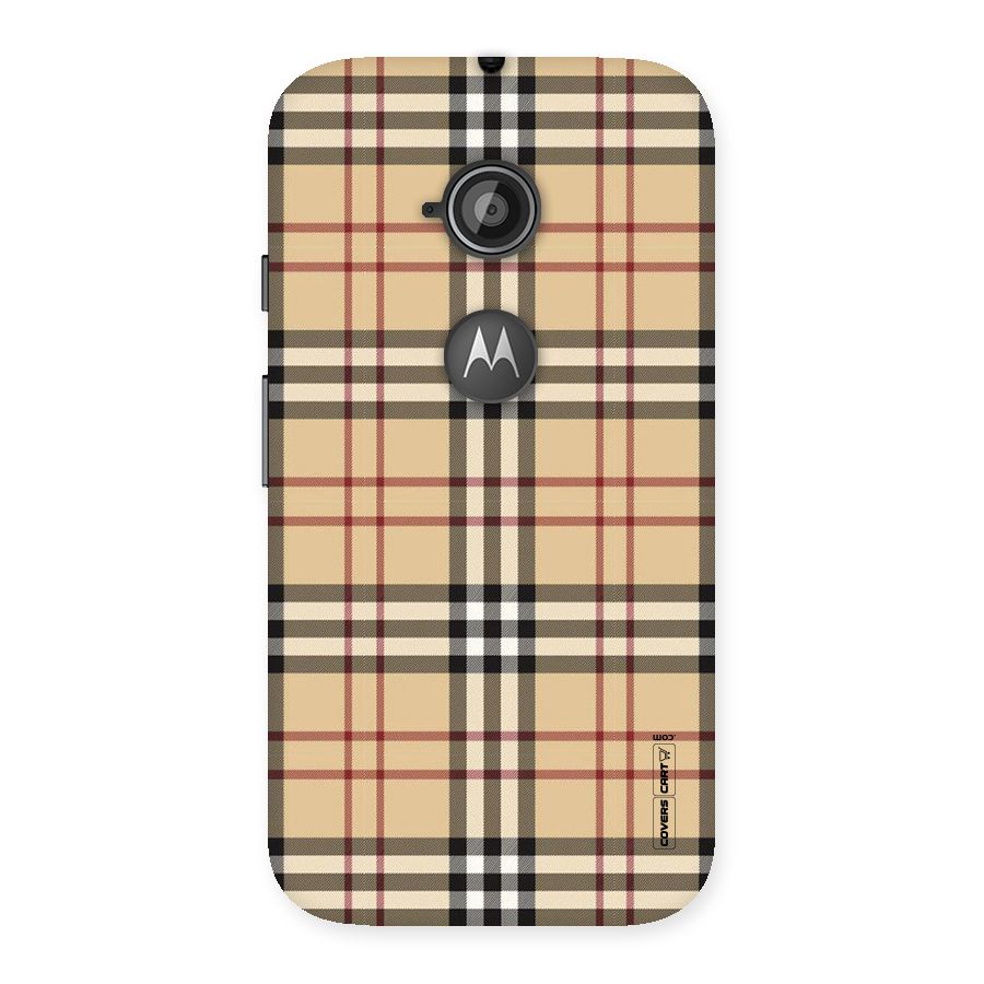 Beige Check Back Case for Moto E 2nd Gen