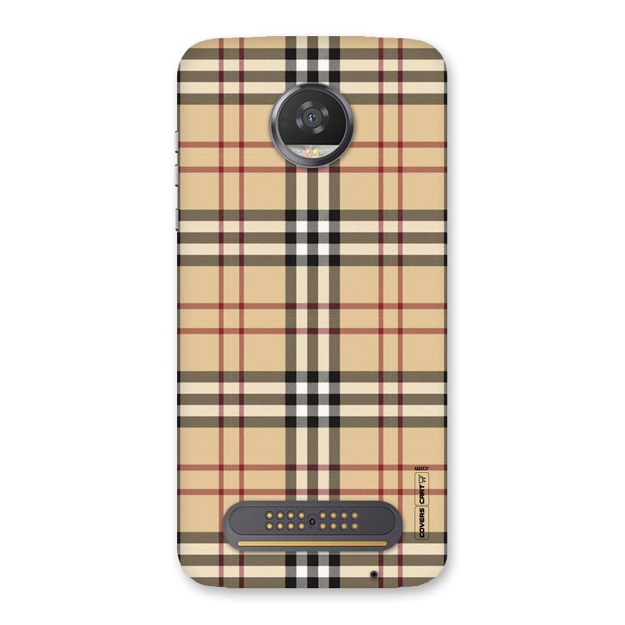 Beige Check Back Case for Moto Z2 Play