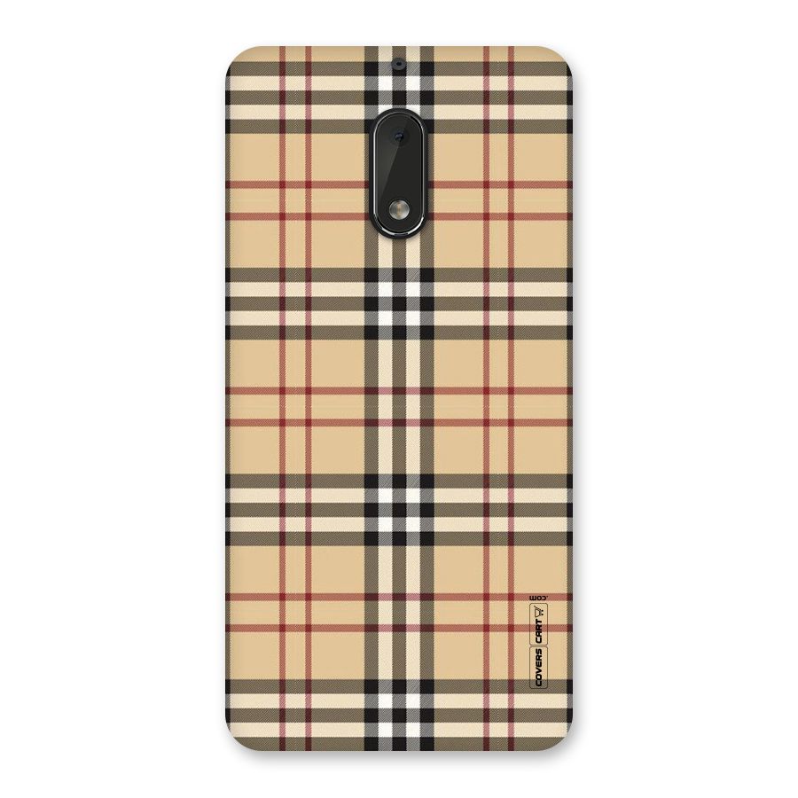 Beige Check Back Case for Nokia 6