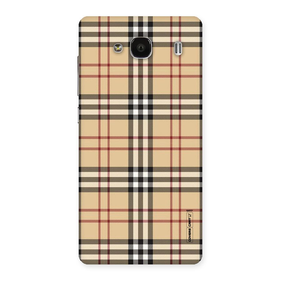 Beige Check Back Case for Redmi 2s