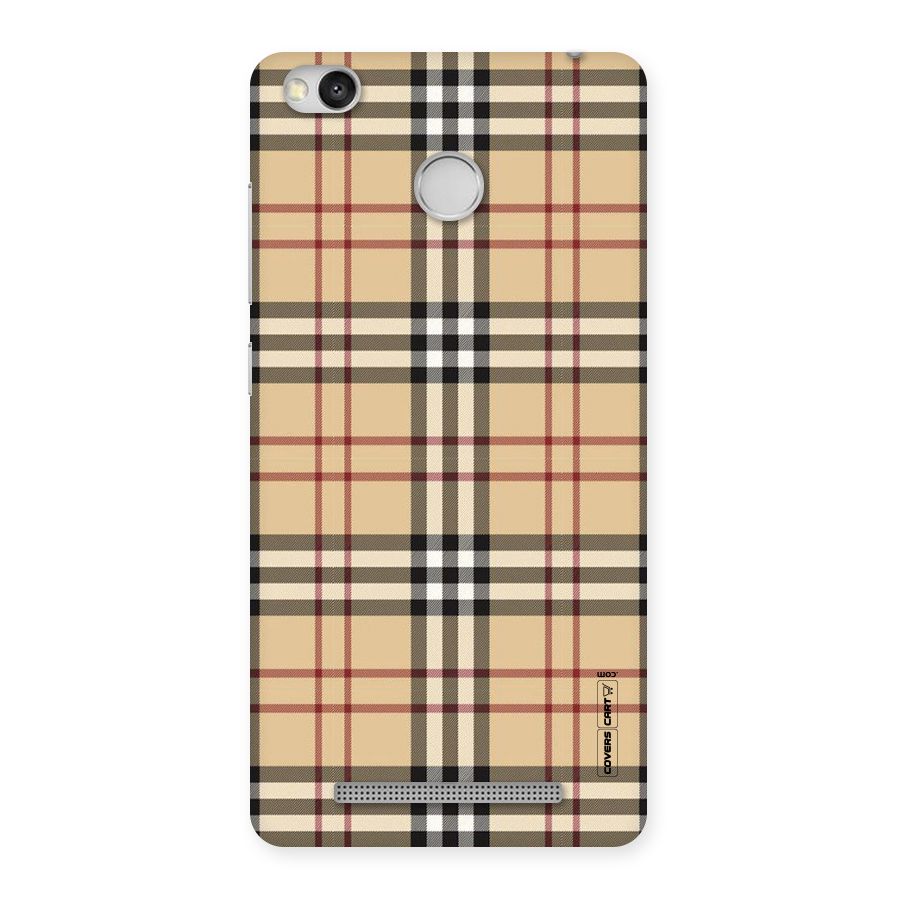Beige Check Back Case for Redmi 3S Prime