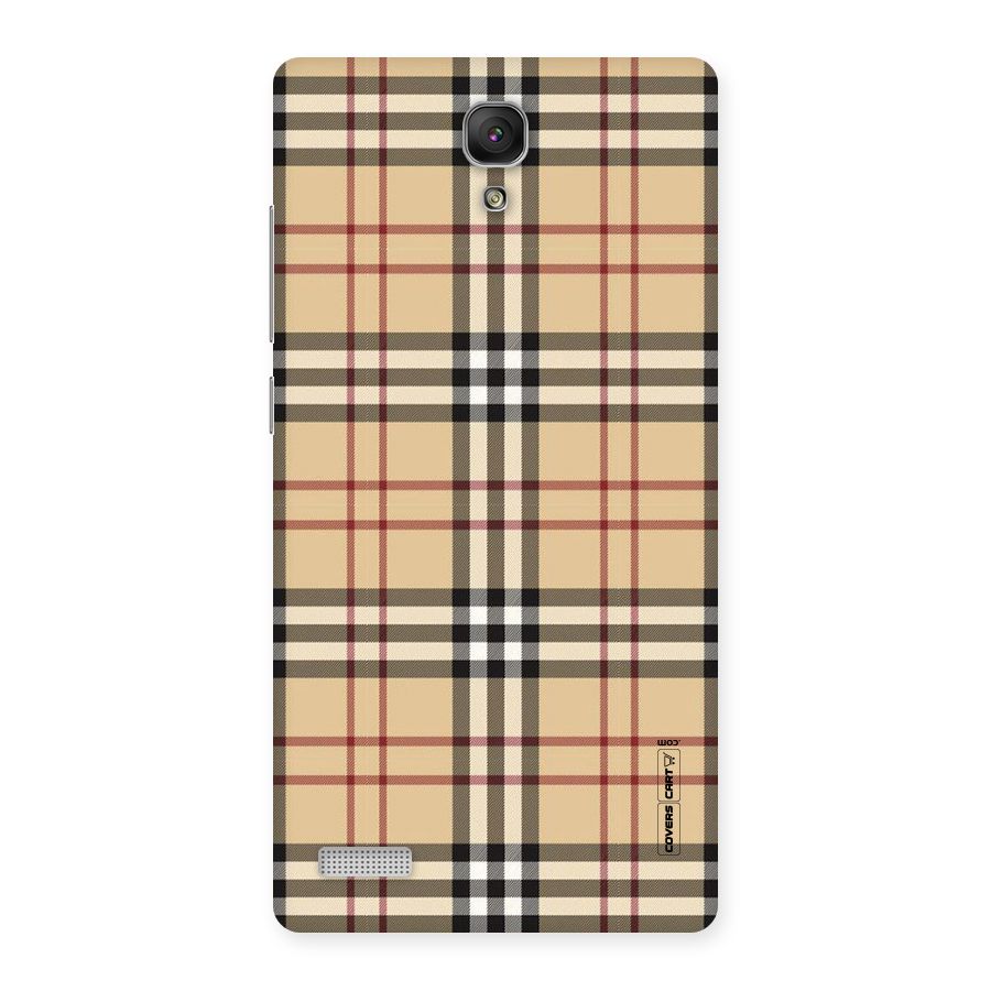 Beige Check Back Case for Redmi Note Prime