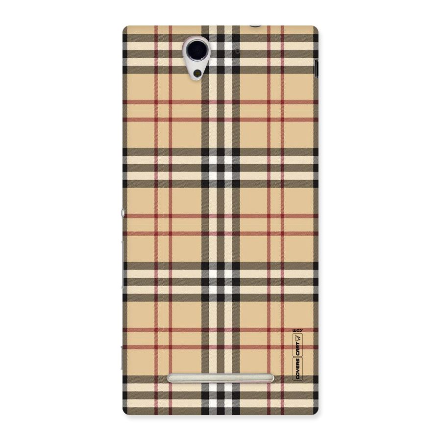 Beige Check Back Case for Sony Xperia C3