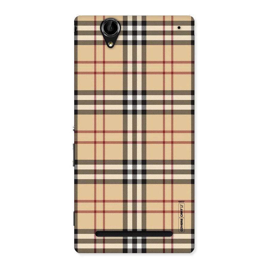 Beige Check Back Case for Sony Xperia T2