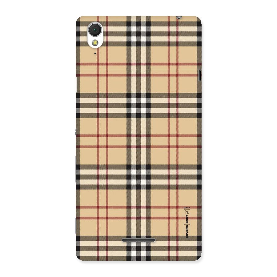 Beige Check Back Case for Sony Xperia T3
