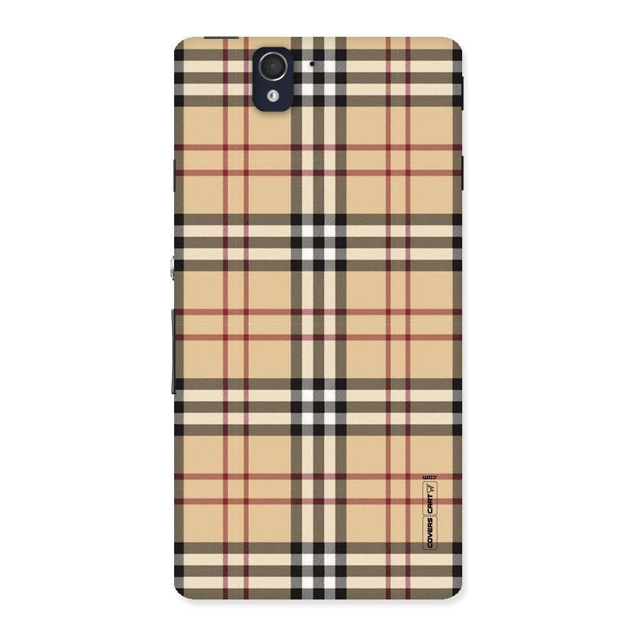 Beige Check Back Case for Sony Xperia Z