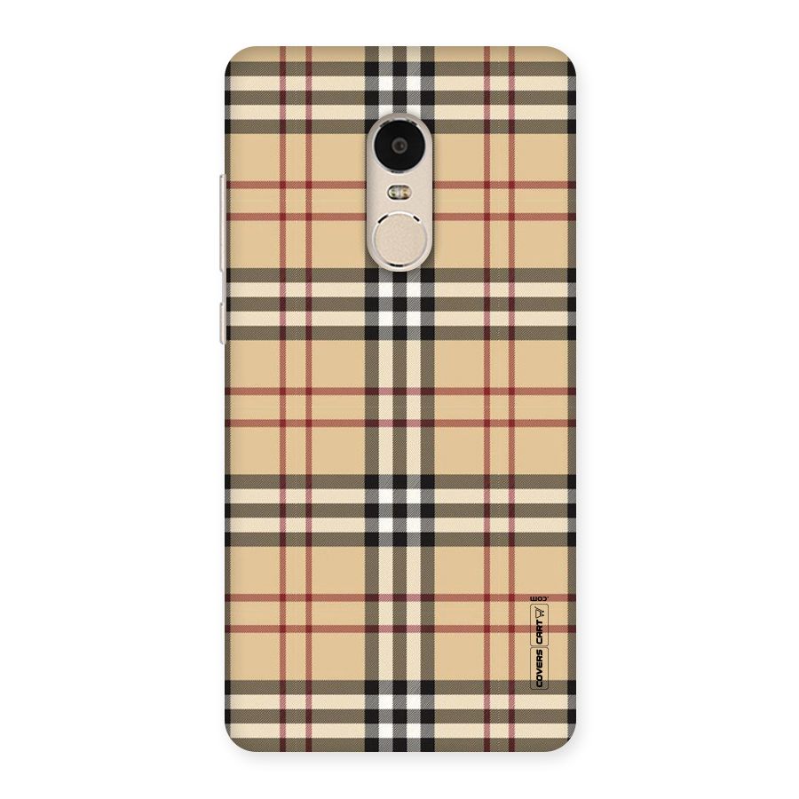 Beige Check Back Case for Xiaomi Redmi Note 4
