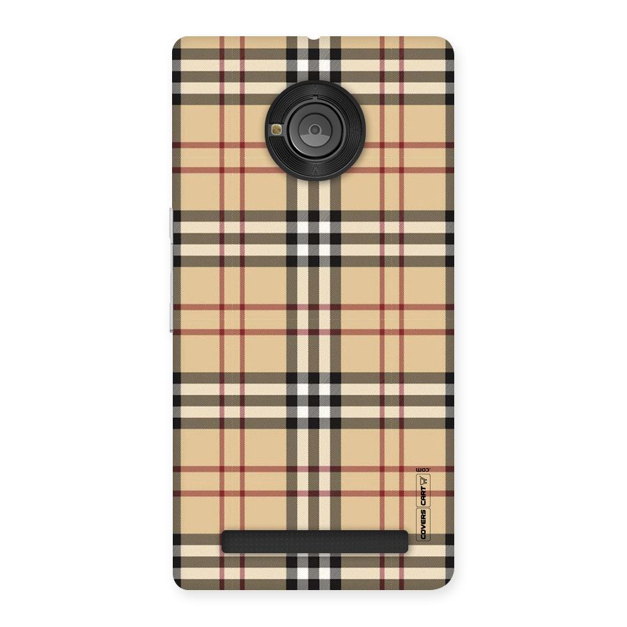 Beige Check Back Case for Yu Yunique