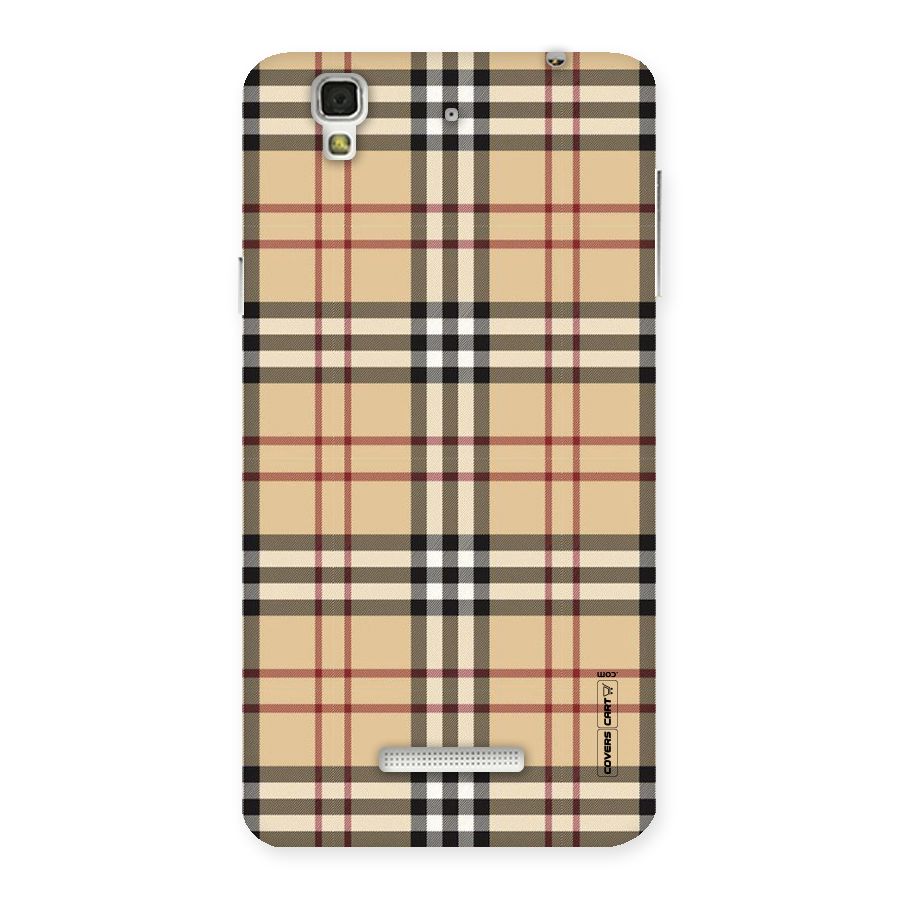 Beige Check Back Case for Yu Yureka