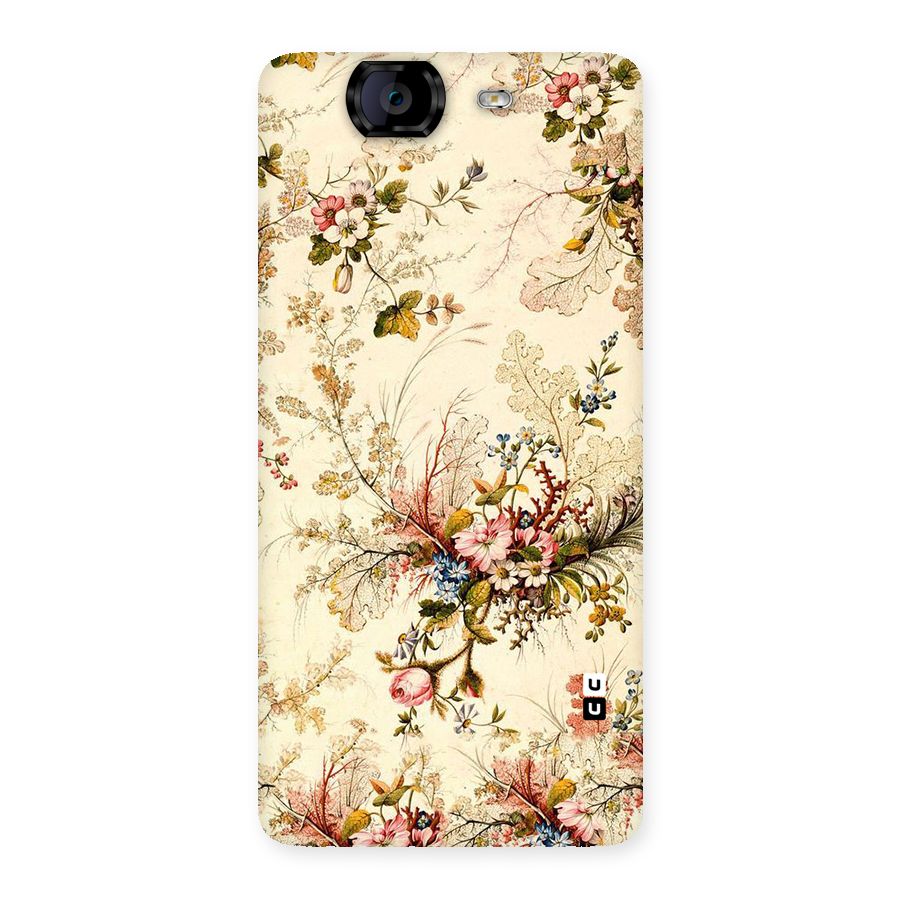Beige Floral Back Case for Canvas Knight A350