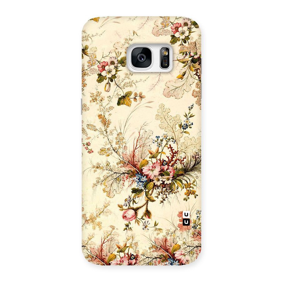 Beige Floral Back Case for Galaxy S7 Edge