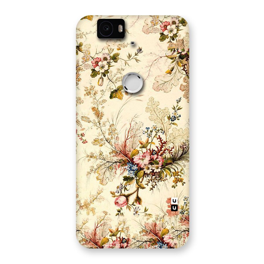 Beige Floral Back Case for Google Nexus-6P