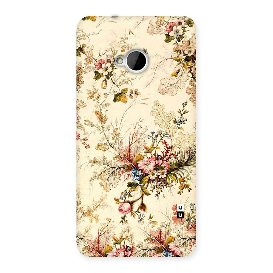 Beige Floral Back Case for HTC One M7