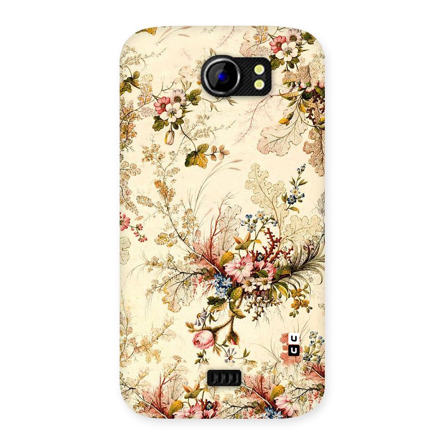 Beige Floral Back Case for Micromax Canvas 2 A110