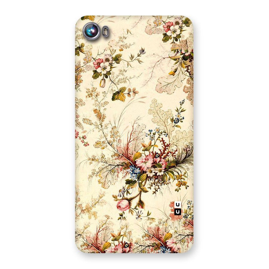 Beige Floral Back Case for Micromax Canvas Fire 4 A107