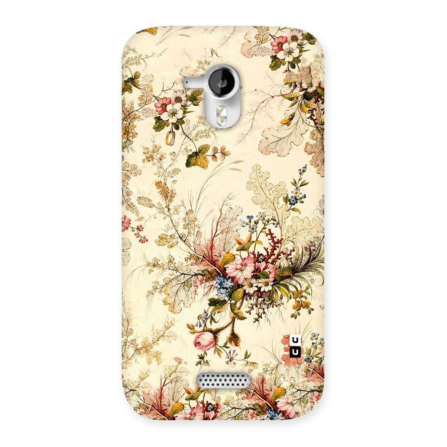 Beige Floral Back Case for Micromax Canvas HD A116