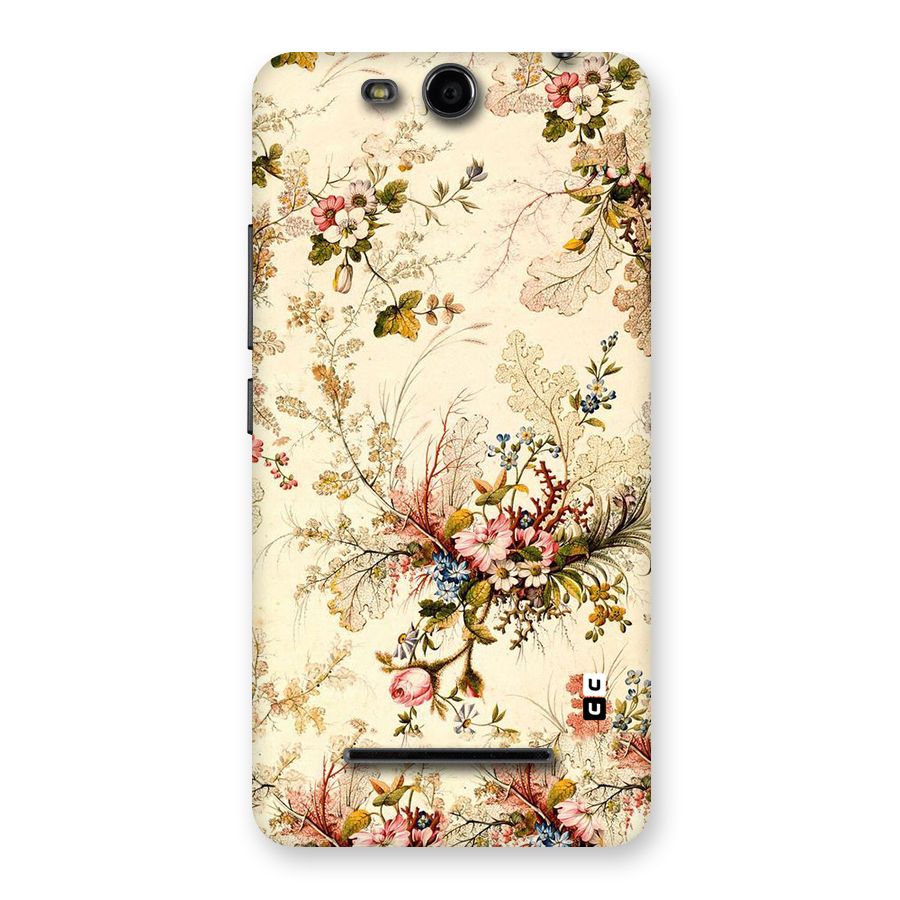 Beige Floral Back Case for Micromax Canvas Juice 3 Q392
