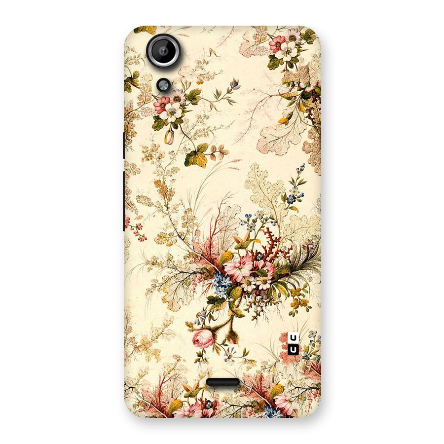Beige Floral Back Case for Micromax Canvas Selfie Lens Q345