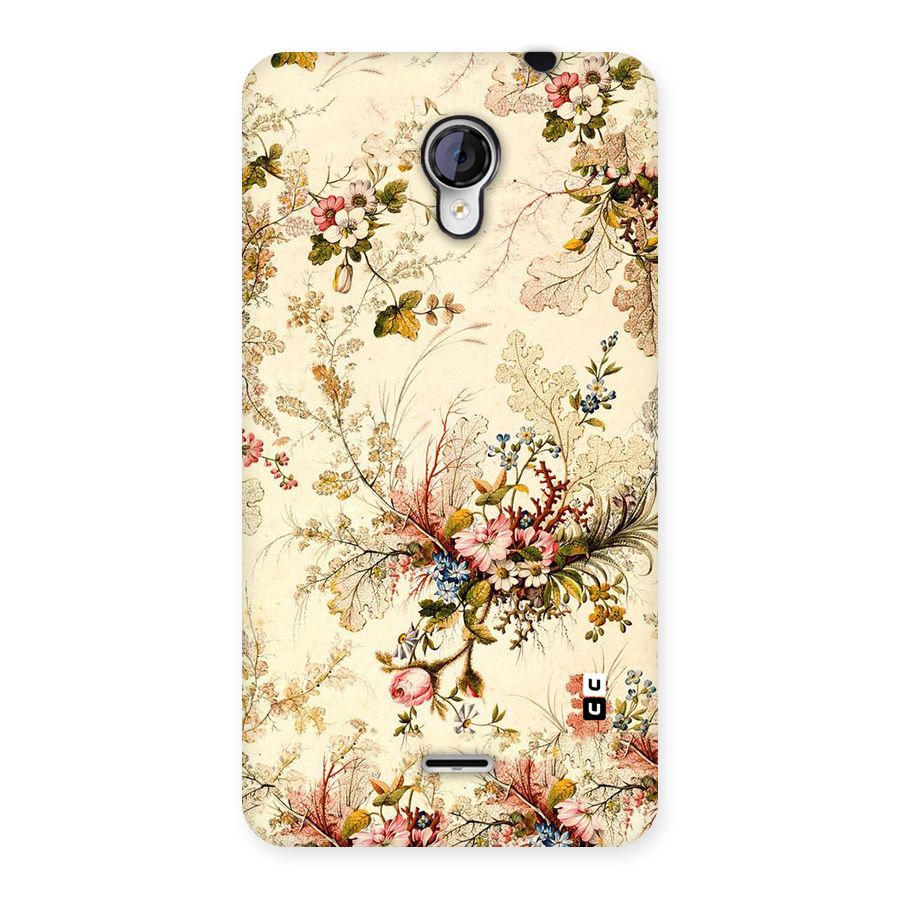 Beige Floral Back Case for Micromax Unite 2 A106
