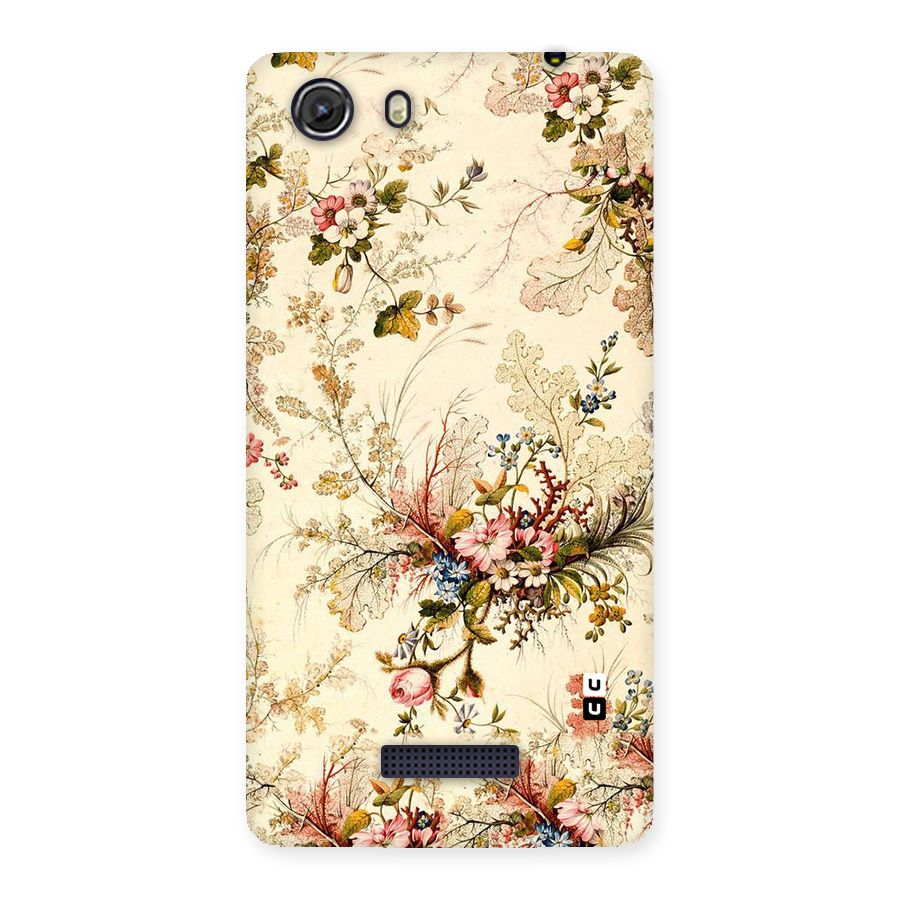 Beige Floral Back Case for Micromax Unite 3