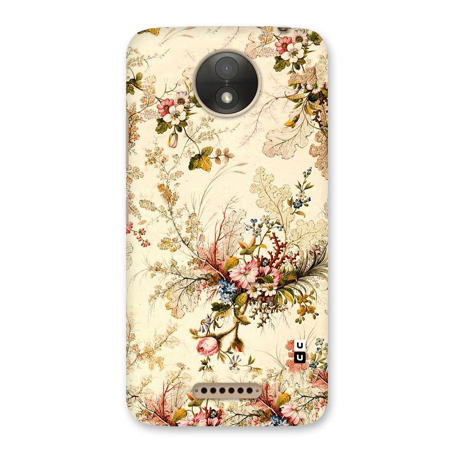 Beige Floral Back Case for Moto C Plus