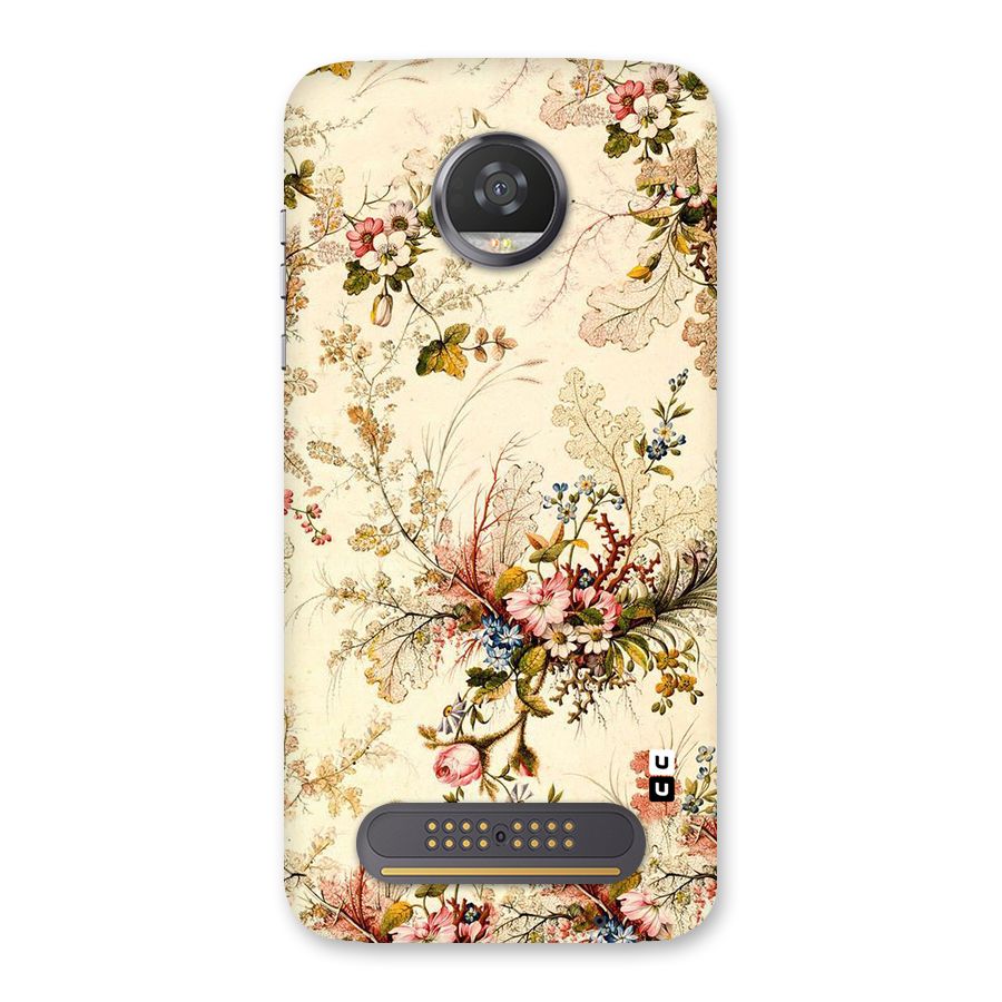 Beige Floral Back Case for Moto Z2 Play