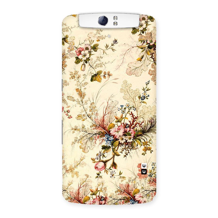 Beige Floral Back Case for Oppo N1
