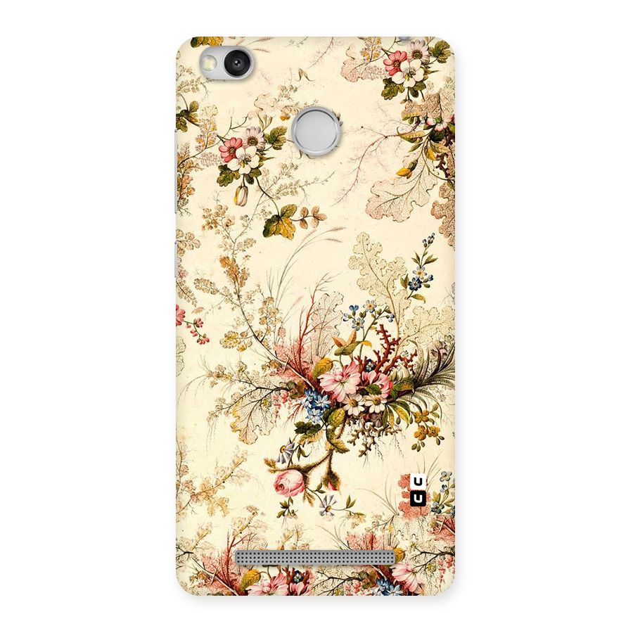 Beige Floral Back Case for Redmi 3S Prime
