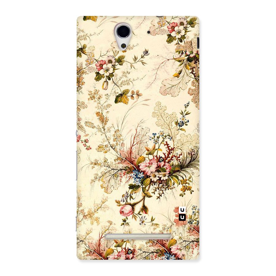 Beige Floral Back Case for Sony Xperia C3