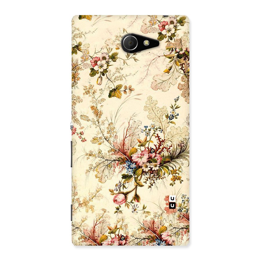 Beige Floral Back Case for Sony Xperia M2
