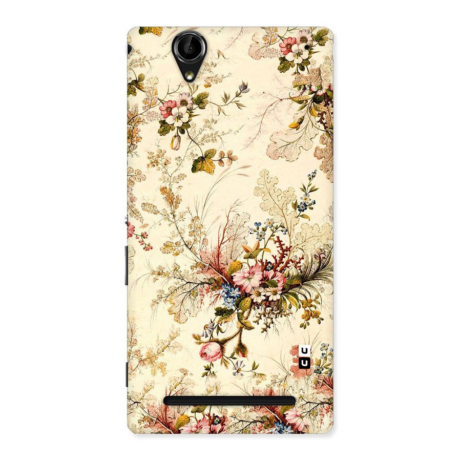 Beige Floral Back Case for Sony Xperia T2
