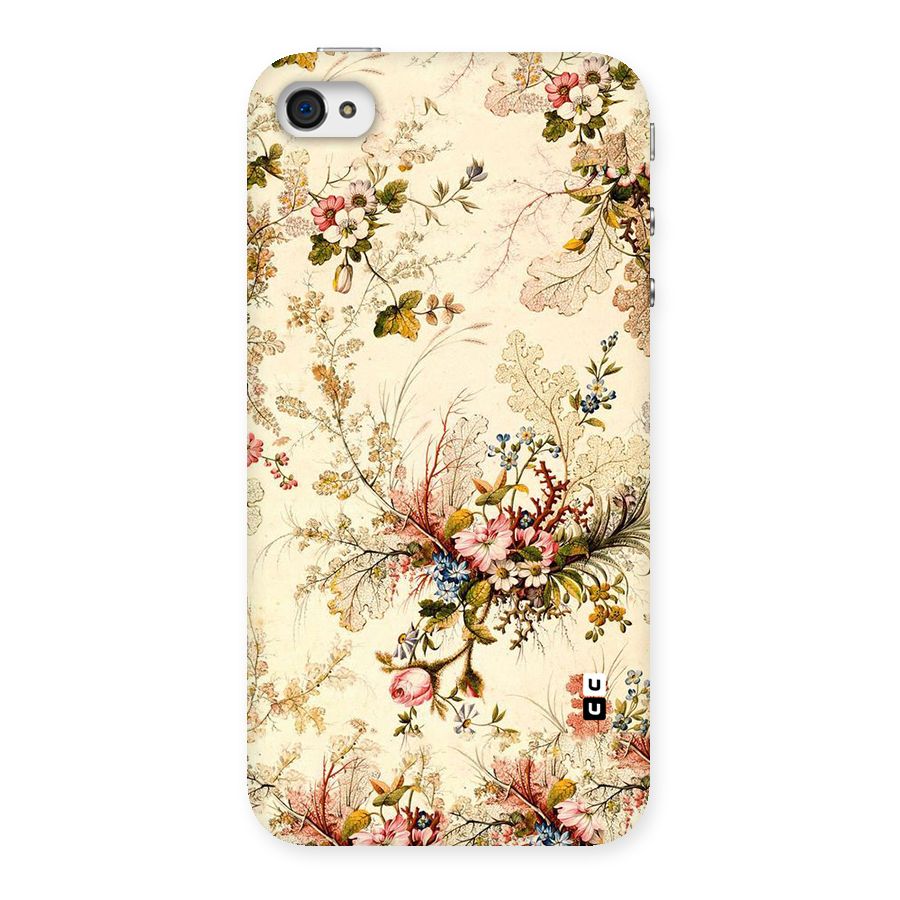 Beige Floral Back Case for iPhone 4 4s