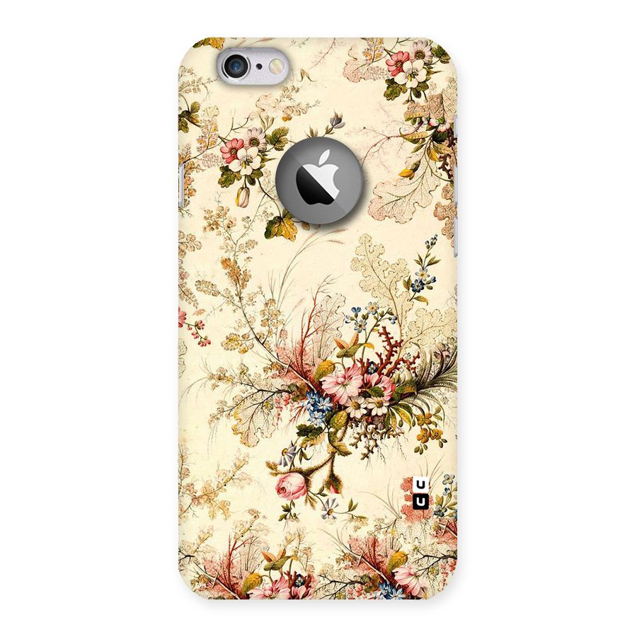 Beige Floral Back Case for iPhone 6 Logo Cut