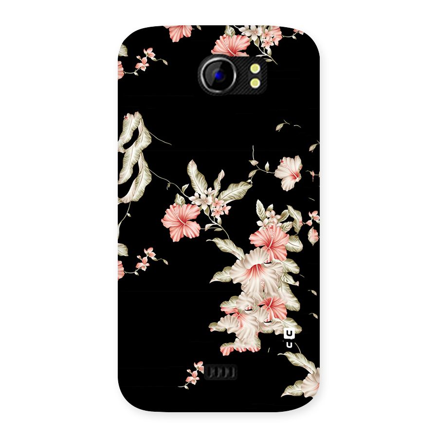 Black Floral Back Case for Micromax Canvas 2 A110