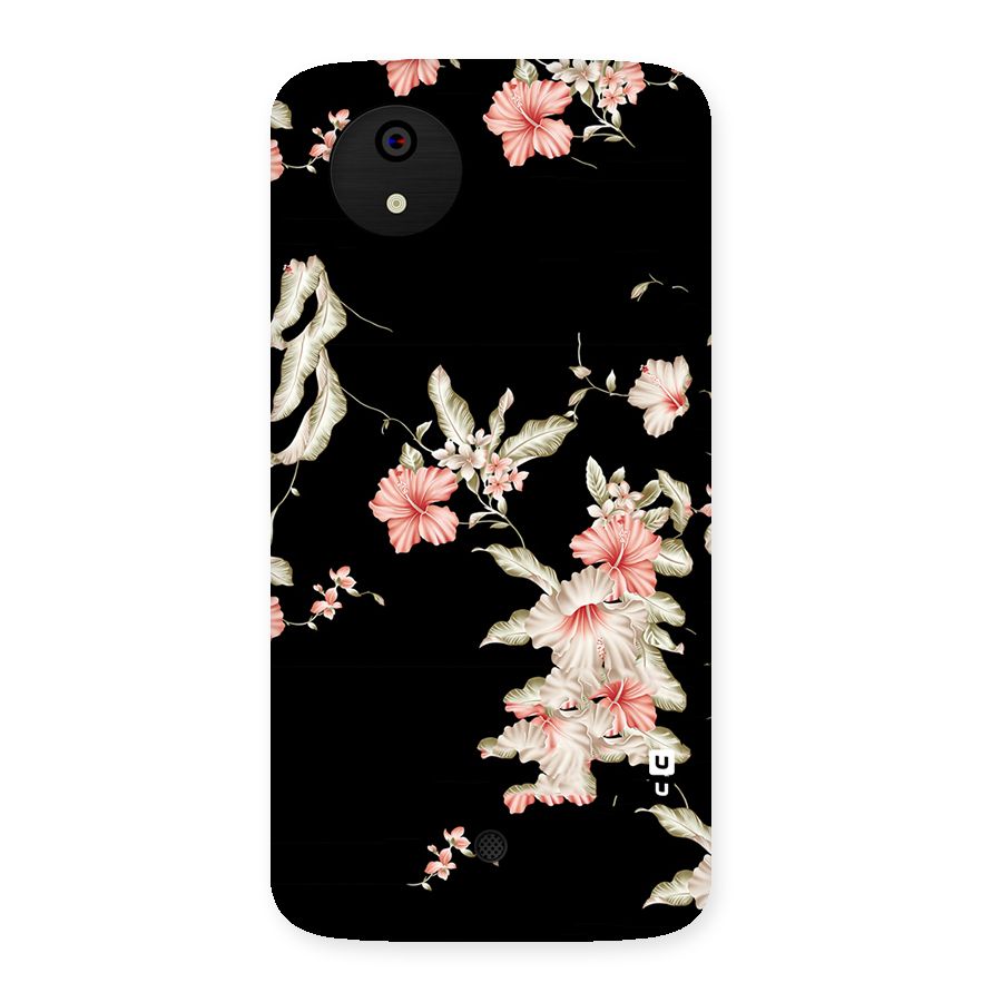 Black Floral Back Case for Micromax Canvas A1