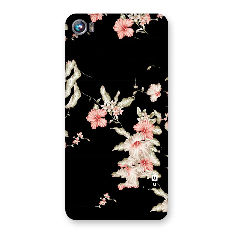 Black Floral Back Case for Micromax Canvas Fire 4 A107
