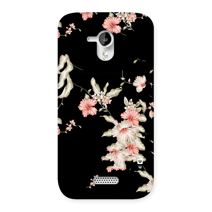 Black Floral Back Case for Micromax Canvas HD A116