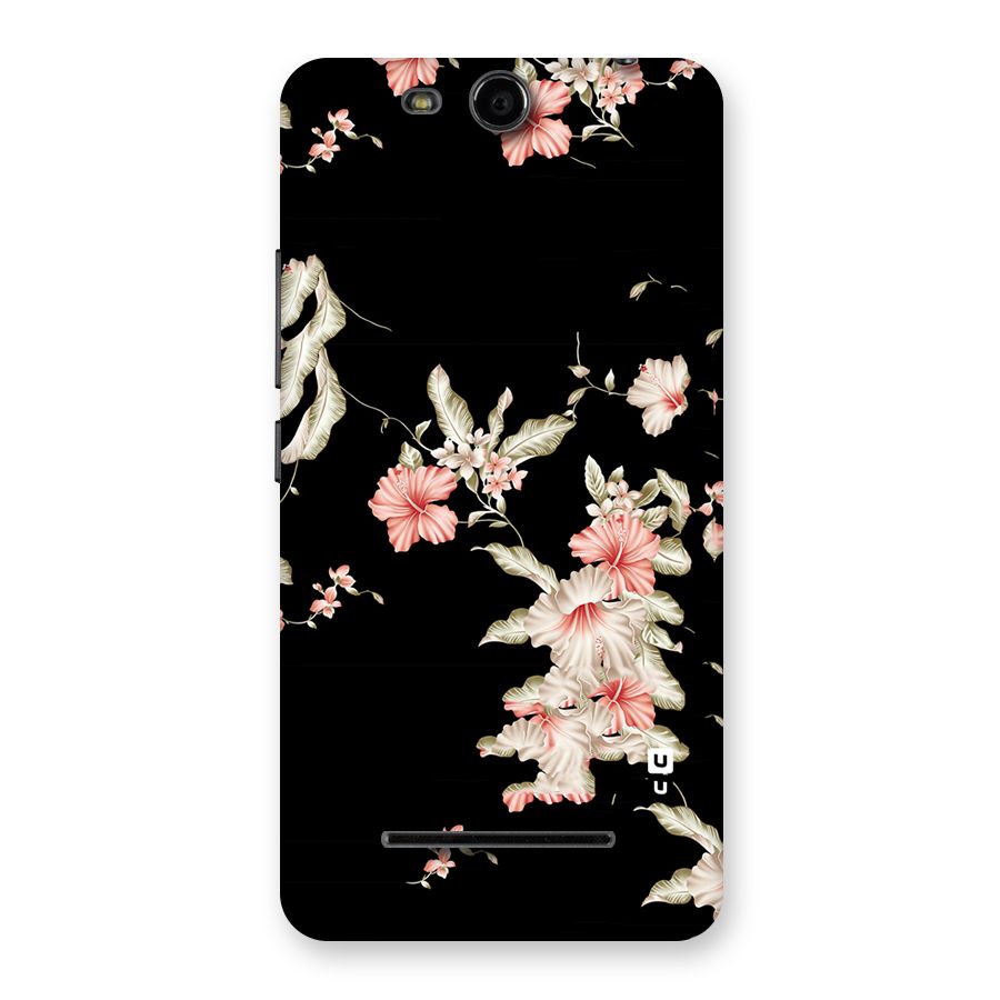 Black Floral Back Case for Micromax Canvas Juice 3 Q392