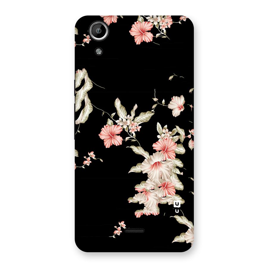 Black Floral Back Case for Micromax Canvas Selfie Lens Q345