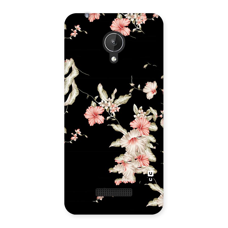 Black Floral Back Case for Micromax Canvas Spark Q380