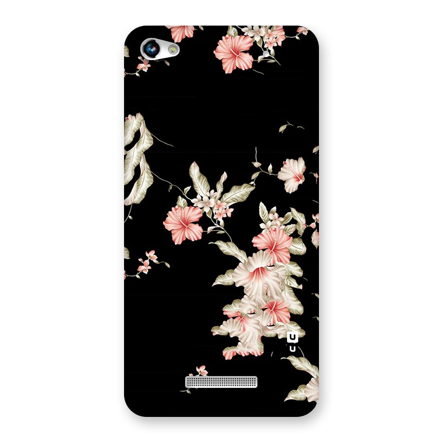 Black Floral Back Case for Micromax Hue 2